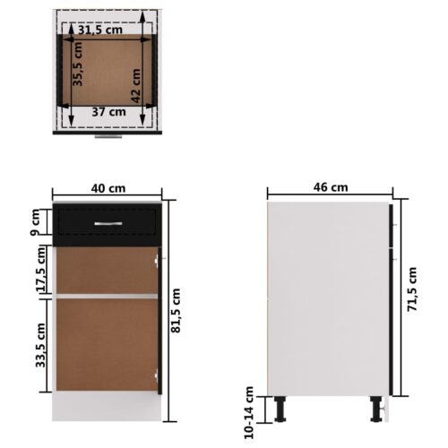 Drawer Bottom Cabinet Black 40x46x81.5cm Engineered Wood - Image 11