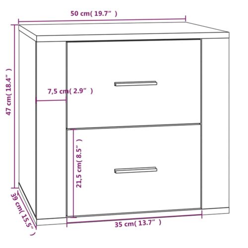 Bedside Cabinet Smoked Oak 50x39x47cm - Image 10