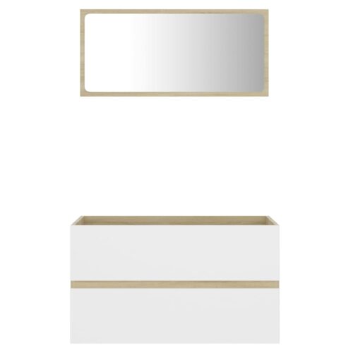 2-Piece Bathroom Furniture Set White Sonoma Oak Engineered Wood - Image 4