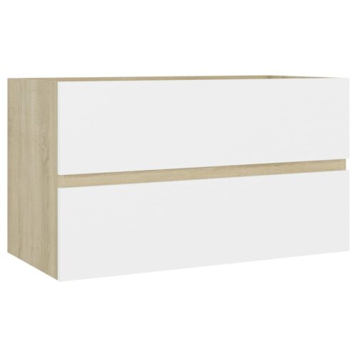 2-Piece Bathroom Furniture Set White Sonoma Oak Engineered Wood - Image 11