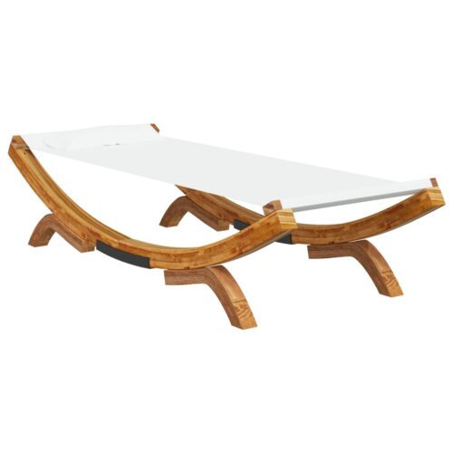Outdoor Lounge Bed Garden Patio Daybed Sun Lounge Chair Solid Bent Wood Cream