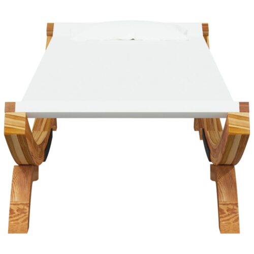 Outdoor Lounge Bed Garden Patio Daybed Sun Lounge Chair Solid Bent Wood Cream - Image 3