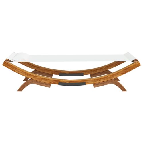 Outdoor Lounge Bed Garden Patio Daybed Sun Lounge Chair Solid Bent Wood Cream - Image 4