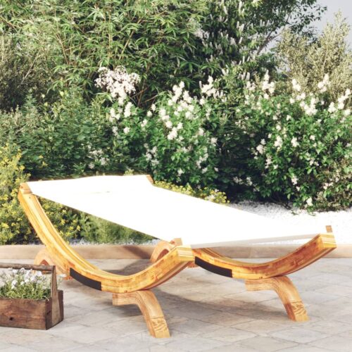 Outdoor Lounge Bed Garden Patio Daybed Sun Lounge Chair Solid Bent Wood Cream - Image 7