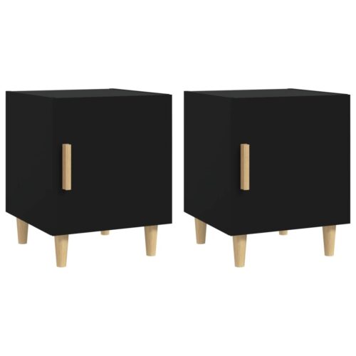 Bedside Cabinets 2pcs Black Engineered Wood