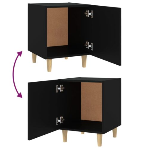 Bedside Cabinets 2pcs Black Engineered Wood - Image 7