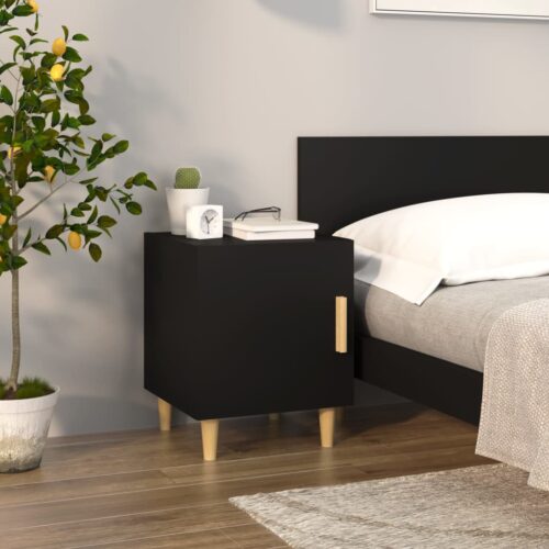Bedside Cabinets 2pcs Black Engineered Wood - Image 9