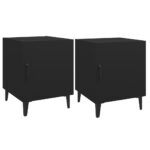 Bedside Cabinets 2pcs Black Engineered Wood