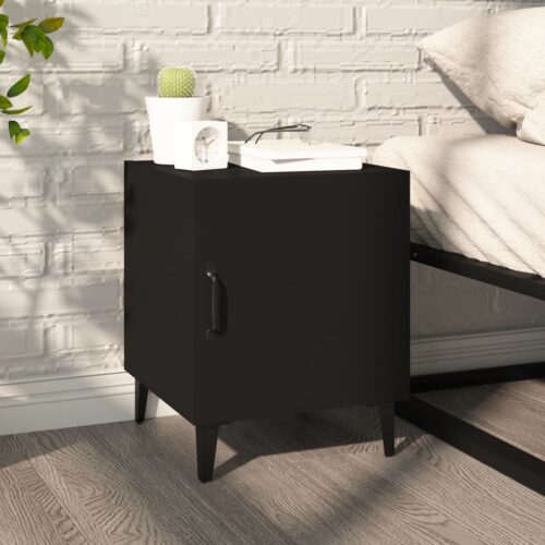Bedside Cabinets 2pcs Black Engineered Wood - Image 9