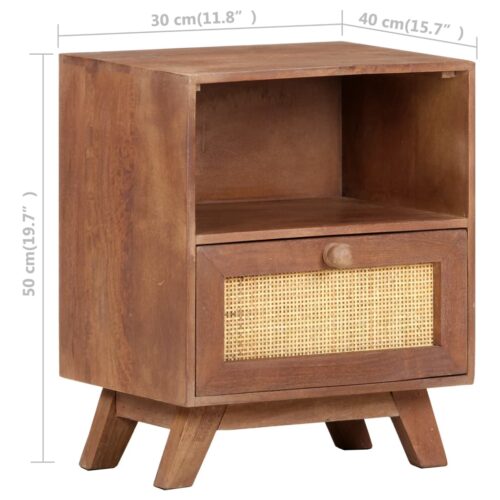 Bedside Cabinet 40x30x50cm Solid Mango Wood - Image 7