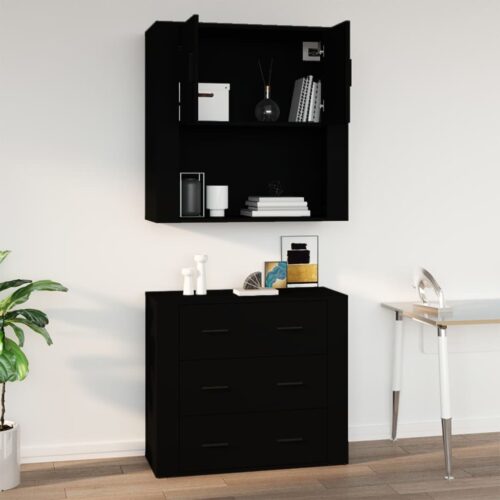 vidaXL Wall Cabinet Black 80x33x80 cm Engineered Wood - Image 9