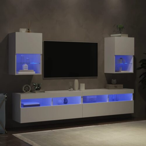 TV Cabinets with LED Lights 2pcs White 40.5x30x60cm - Image 4
