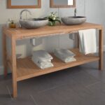 Bathroom Vanity Cabinet Solid Teak 132x45x75cm