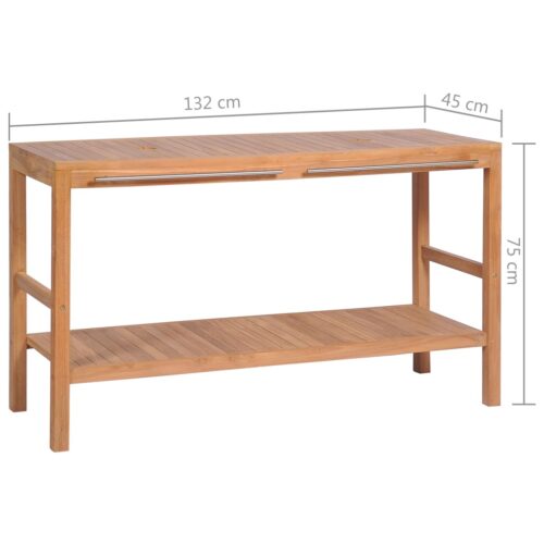 Bathroom Vanity Cabinet Solid Teak 132x45x75cm - Image 10