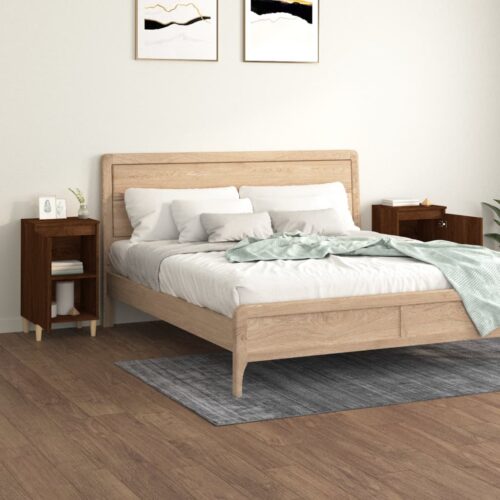 Bedside Cabinets 2pcs Brown Oak 40x35x70cm Engineered Wood - Image 3