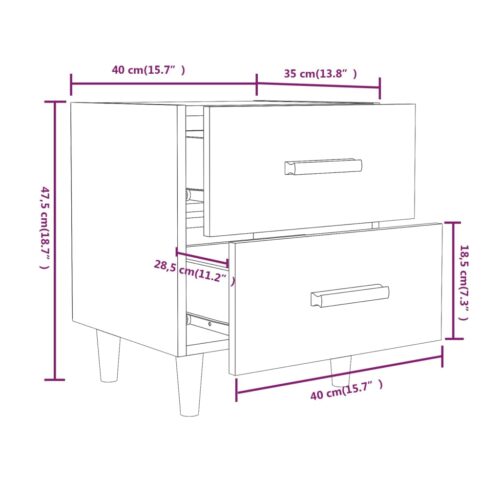 Bed Cabinets 2pcs White 40x35x47.5cm - Image 7
