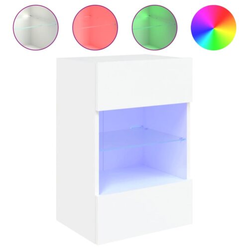TV Wall Cabinets with LED Lights 2pcs White 40x30x60.5cm