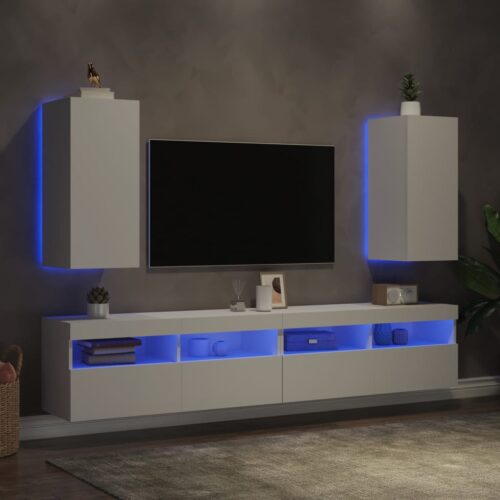 TV Wall Cabinets with LED Lights 2pcs White 30.5x35x70cm - Image 4