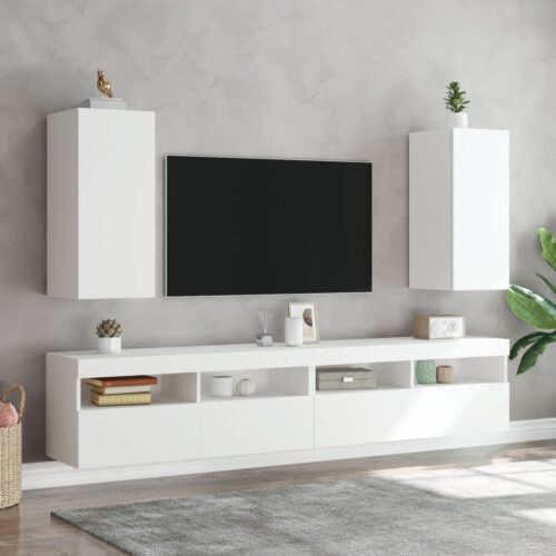 TV Wall Cabinets with LED Lights 2pcs White 30.5x35x70cm - Image 5
