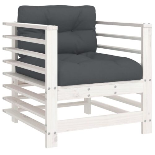 Garden Chairs with Cushions 2pcs White Solid Wood Pine - Image 3