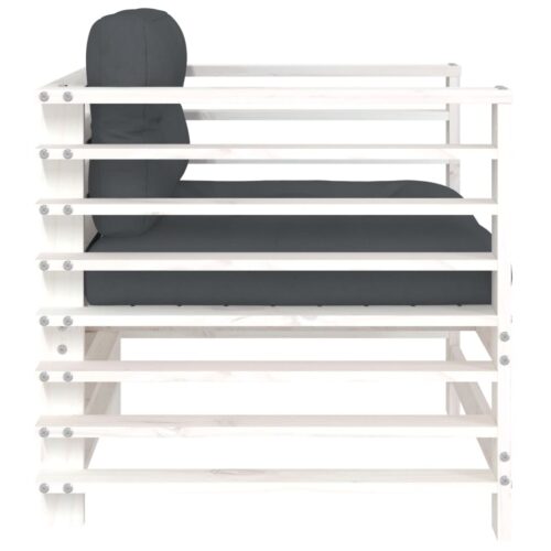 Garden Chairs with Cushions 2pcs White Solid Wood Pine - Image 5