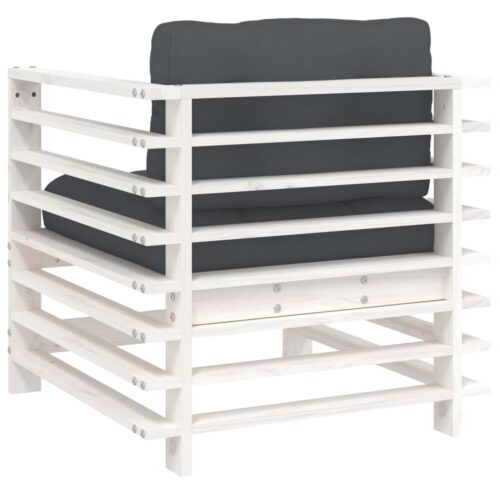 Garden Chairs with Cushions 2pcs White Solid Wood Pine - Image 6
