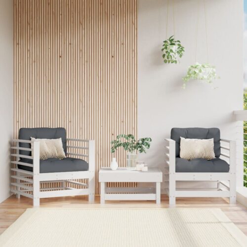Garden Chairs with Cushions 2pcs White Solid Wood Pine - Image 11