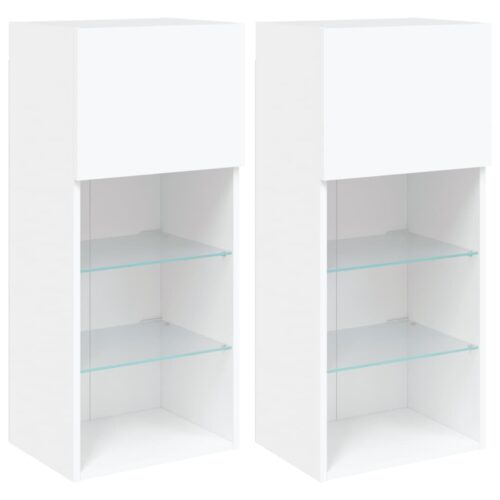 TV Cabinets with LED Lights 2pcs White 40.5x30x90cm - Image 2