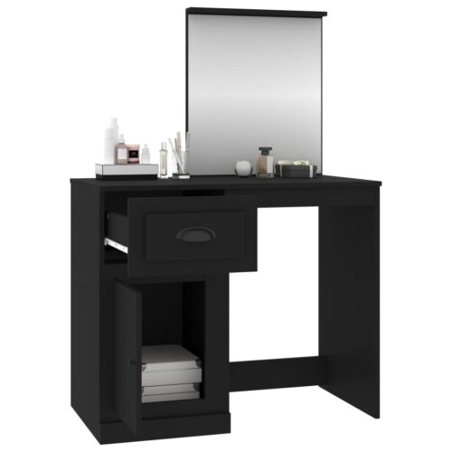 Dressing Table with Mirror Black 90x50x132.5cm Engineered Wood - Image 5