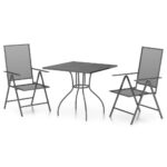 3-Piece Garden Dining Set Anthracite Steel