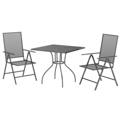 3-Piece Garden Dining Set Anthracite Steel - Image 3