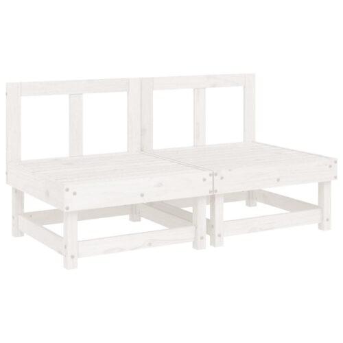 Middle Sofas with Cushions 2pcs White Solid Wood Pine - Image 3