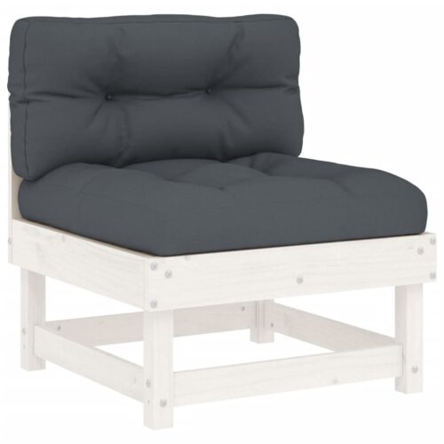 Middle Sofas with Cushions 2pcs White Solid Wood Pine - Image 4