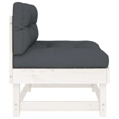 Middle Sofas with Cushions 2pcs White Solid Wood Pine - Image 6