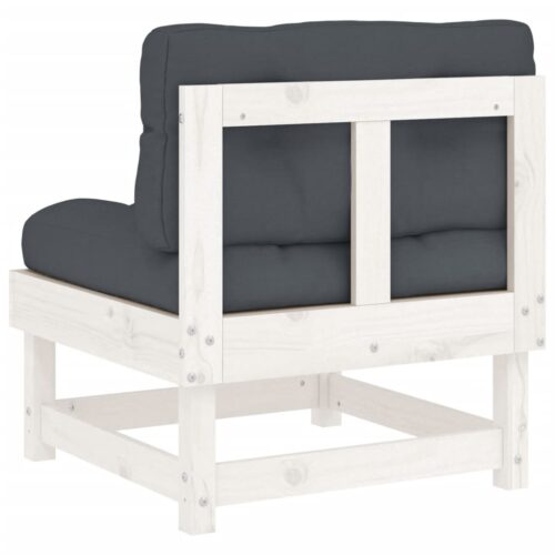 Middle Sofas with Cushions 2pcs White Solid Wood Pine - Image 7