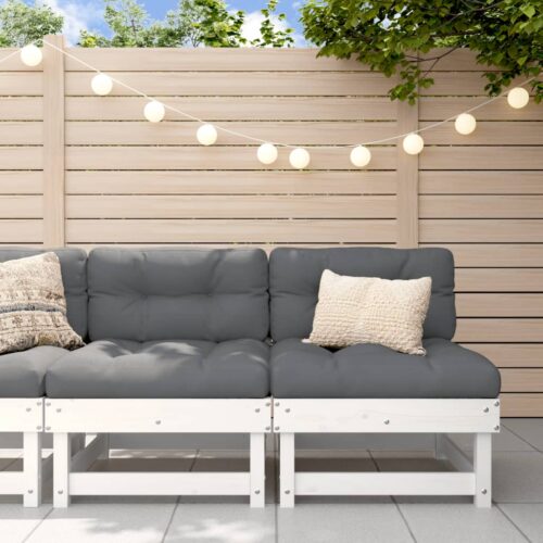 Middle Sofas with Cushions 2pcs White Solid Wood Pine - Image 11