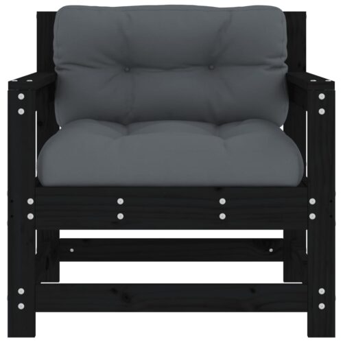 Garden Chairs with Cushions 2pcs Black Solid Wood Pine - Image 4