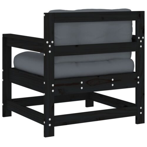 Garden Chairs with Cushions 2pcs Black Solid Wood Pine - Image 6