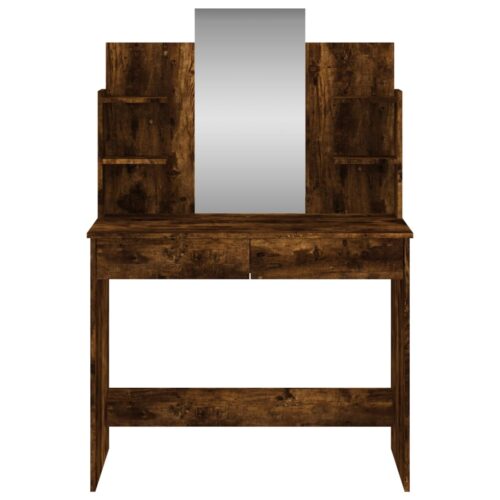 Dressing Table with Mirror Smoked Oak 96x39x142cm - Image 4