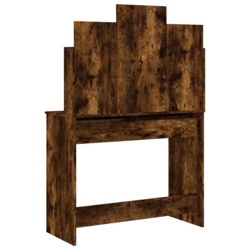Dressing Table with Mirror Smoked Oak 96x39x142cm - Image 7