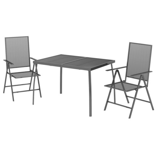 3-Piece Garden Dining Set Anthracite Steel - Image 3