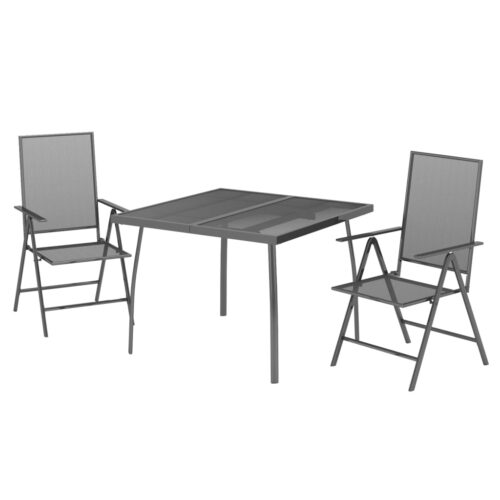 3-Piece Garden Dining Set Anthracite Steel - Image 3