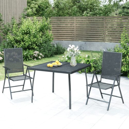 3-Piece Garden Dining Set Anthracite Steel - Image 12
