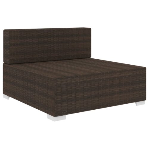 Sectional Middle Seat 1 pc with Cushions Poly Rattan Brown - Image 2