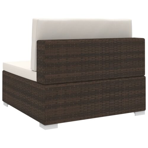 Sectional Middle Seat 1 pc with Cushions Poly Rattan Brown - Image 4