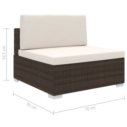 Sectional Middle Seat 1 pc with Cushions Poly Rattan Brown - Image 5