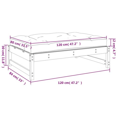 120x80cm Pine Wood Outdoor Footstool Garden Patio Bench Ottoman Chair Seat - Image 9