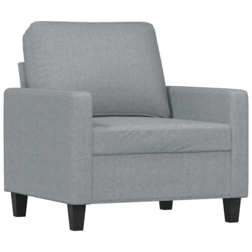 Fabric Sofa Chair with Footstool Lounge Couch Ottoman Stool Armchair Light Grey - Image 4
