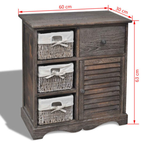 Wooden Cabinet 3 Left Weaving Baskets Brown - Image 6