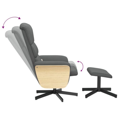 Massage Recliner Chair with Footstool Dark Grey Fabric - Image 6